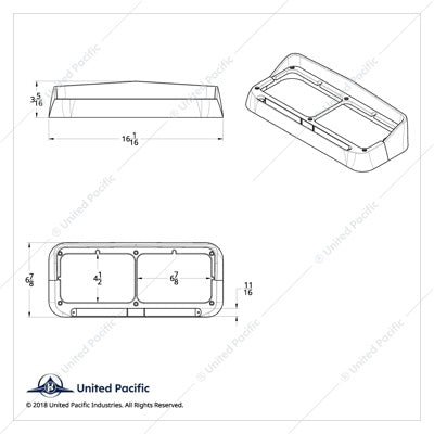 14 LED Rectangular Dual Headlight Bezel with Visor Amber Led Amber Lens - 32351