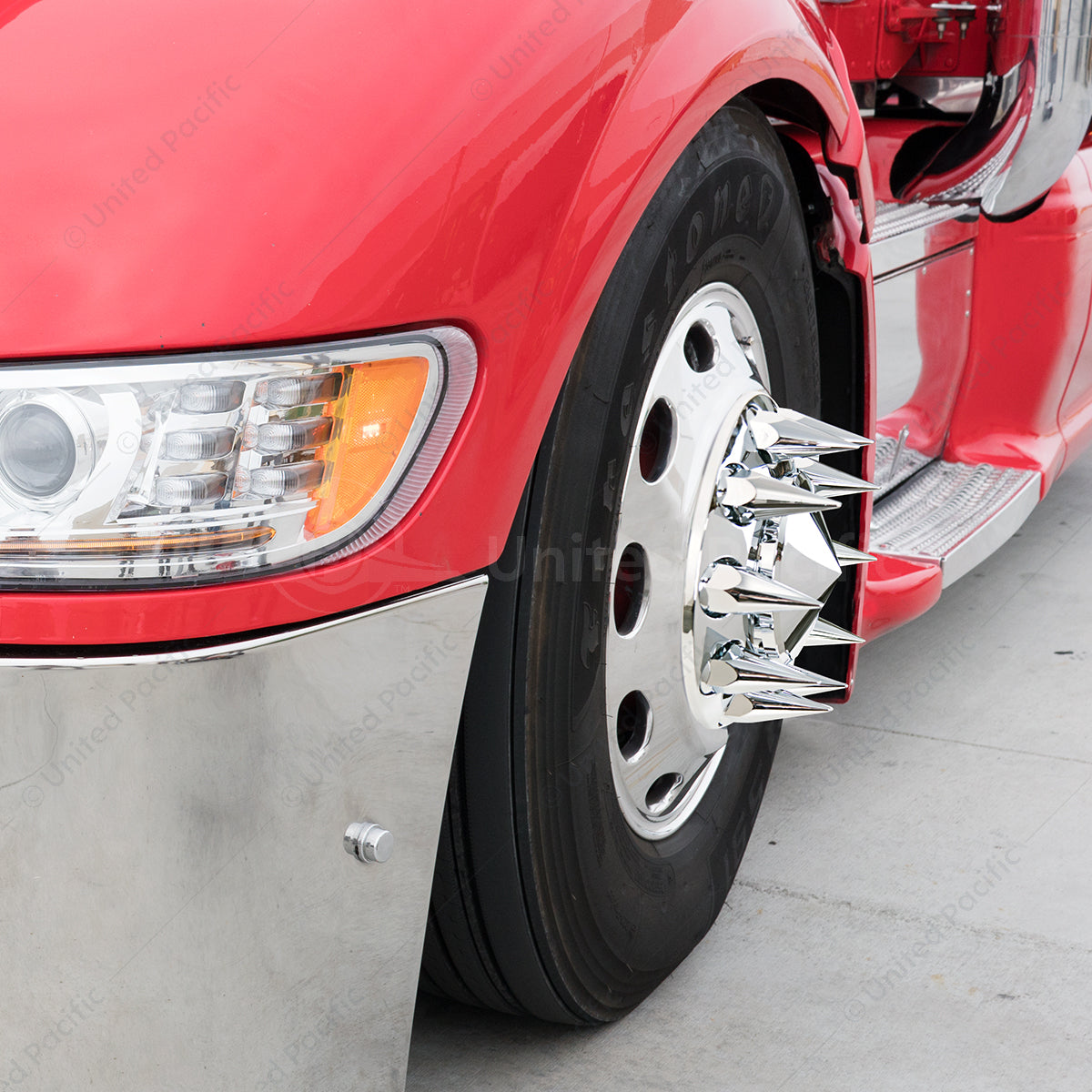 33mm x 4-3/4 inch Chrome Super Spike Nut Covers, thread-on, 20-pack, high-quality triple chrome plating, fits standard hub piloted wheel nuts.