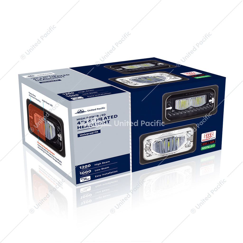 Chrome ULTRALIT Heated 4" X 6" LED Headlight Low Beam - 34131