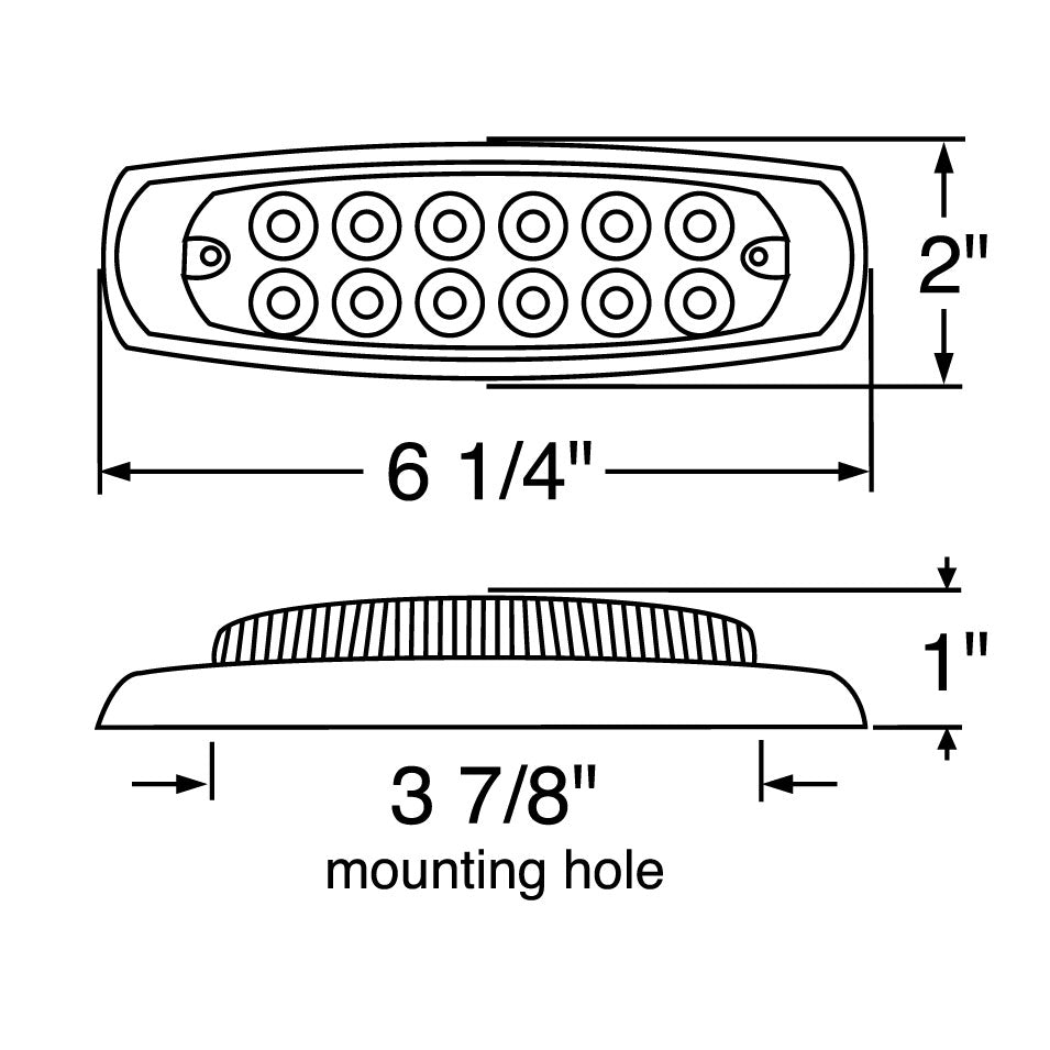 12 LED Reflector Rectangular Light with Bezel (Clearance/Marker) Amber LED/Amber Lens - 38305