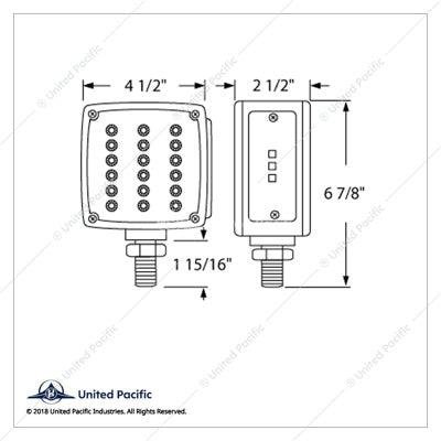 39 LED Square Double Face Reflector Turn Signal Light - 39681