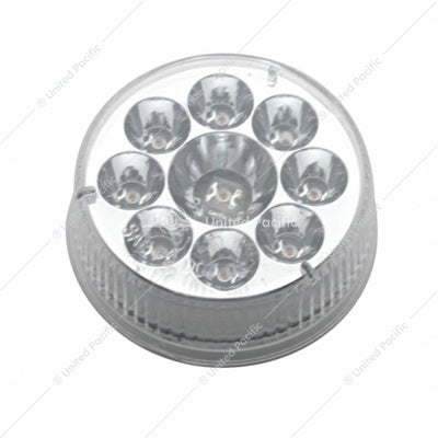 9 LED 2-1/2" Round Pure Reflector Light (Clearance/Marker) - Red LED/Clear Lens - 39742