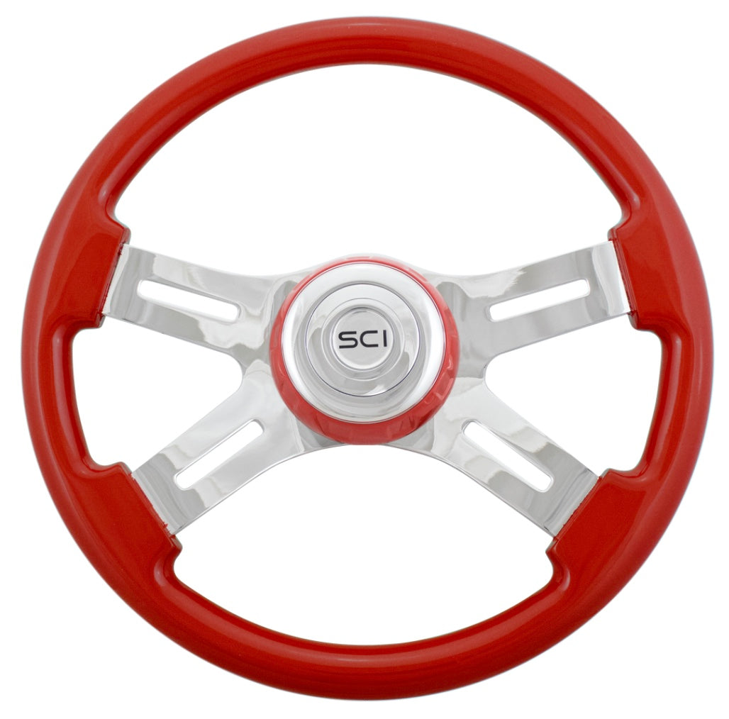 16" Viper Red Steering Wheel with Matching Bezel - 532-3062-77502