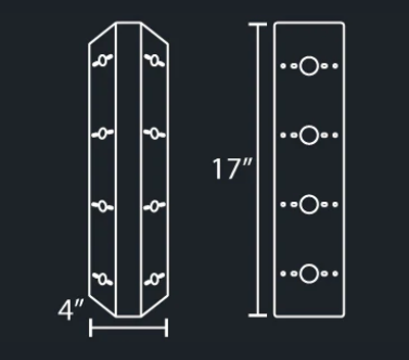 Universal stainless steel light panel with 4 watermelon light holes on each side