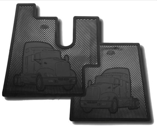 Kenworth T600, T680, W900 Rubber Black Floor Mats - 2001162