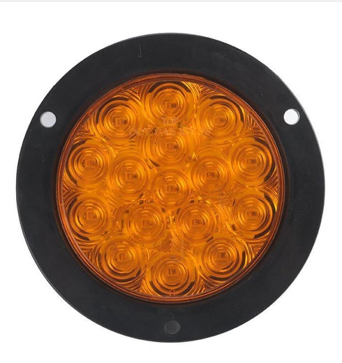 4 Inch Round Amber 16 SQ Led 12 Volts with Mounting Bracket & Stainless Steel Ring - F235498
