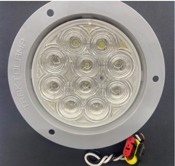 4" Back-Up Fixed 10 LED Light Clear 12/24 V, W /Gray Bezel And Packaged Connector Kit - 8099C