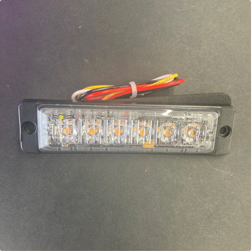 LED Warning Lamp 1''X 4.5'' Rectangular Mini Stroge Amber Clear Lens - MTLEDW1045-6CA