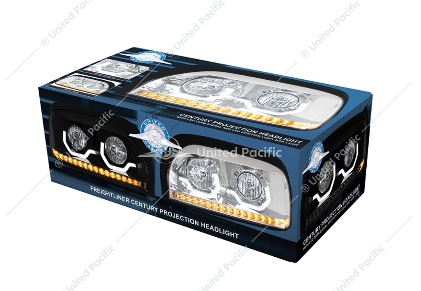 Freightliner Century Chrome Projection Headlight With LED Turn Signal & Light Bar Driver - 31203