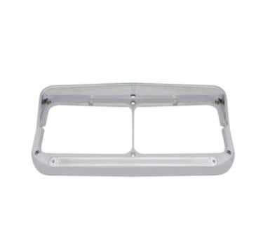 24 Led Rectangular Dual Headlight Bezel with Visor & GLO Light Amber Led Clear Lens - 32701