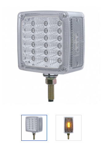 39 LED Square Double Face Reflector Turn Signal Light Clear Drivers - 39682