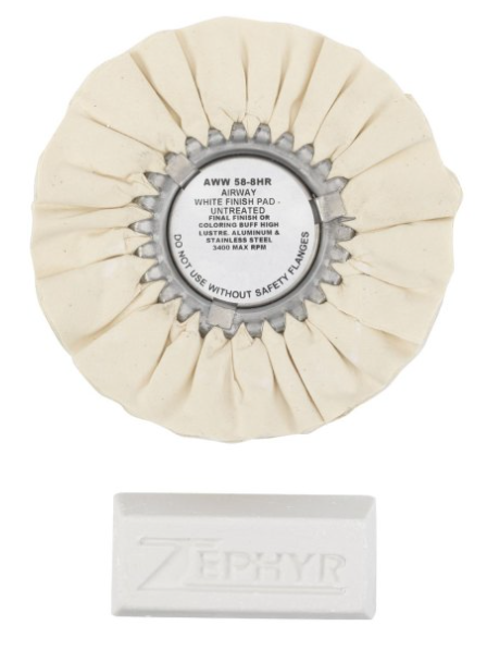 Zephyr White 8" Airway Buff With White Bar Rouge - AWW58-8WB