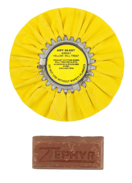 8" Yellow Airway Mill Buffing Wheel With Brown Rouge Bar - AWY58-8WB