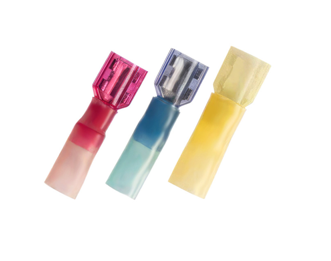 12-10 AWG .250 TAB CS FULLY INSULATED HEAT SHRINK M DISCONNECT - YELLOW, 10 PCS. - 98195