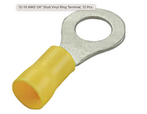 12-10 AWG 1/4" STUD VINYL RING TERMINAL, 12 PCS -98084