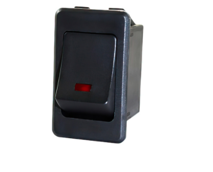 Black Rocker w/Red Led 16 Amp 12V S.P.S.T. On/Off 1 PC - 98362