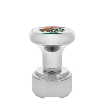 Thread-On Gearshift Knob w/ 9/10 Speed Adapter & Mexico Flag Sticker Chrome - 70826