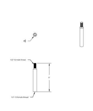 6" Shifter Shaft Extension Matte Black - 21800