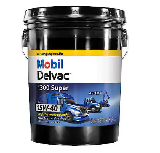 Mobil Delvac Delvac 1300 Super 15W-40 Diesel Engine Oil, Extends Engine Life, 5 Gallon - 122491