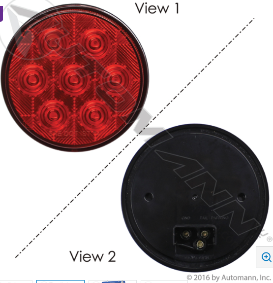 4-inch red LED stop/tail/turn light with grommet mount for semi-trucks