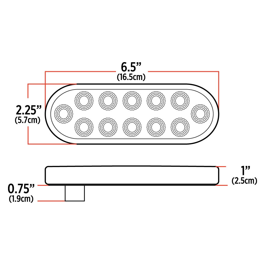 DUAL REVOLUTION RED STOP, TURN & TAIL TO GREEN AUXILIARY LED OVAL LIGHT - TLED-OXRG