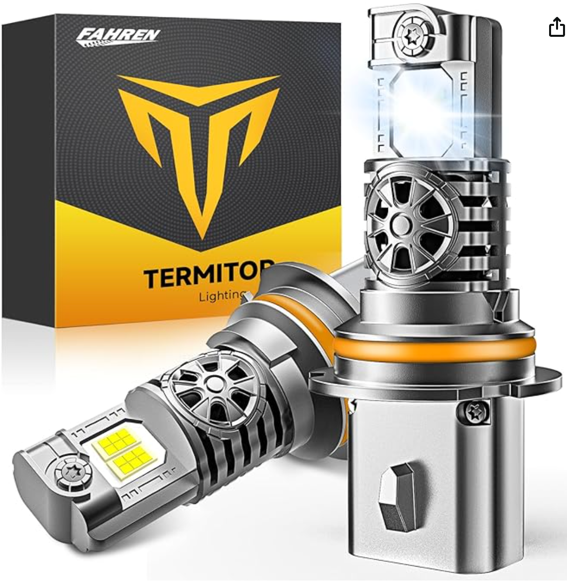 Termitor 9007 HB5 LED hi/low beam bulbs, 33000LM cool white plug-and-play headlights, pack of 2.