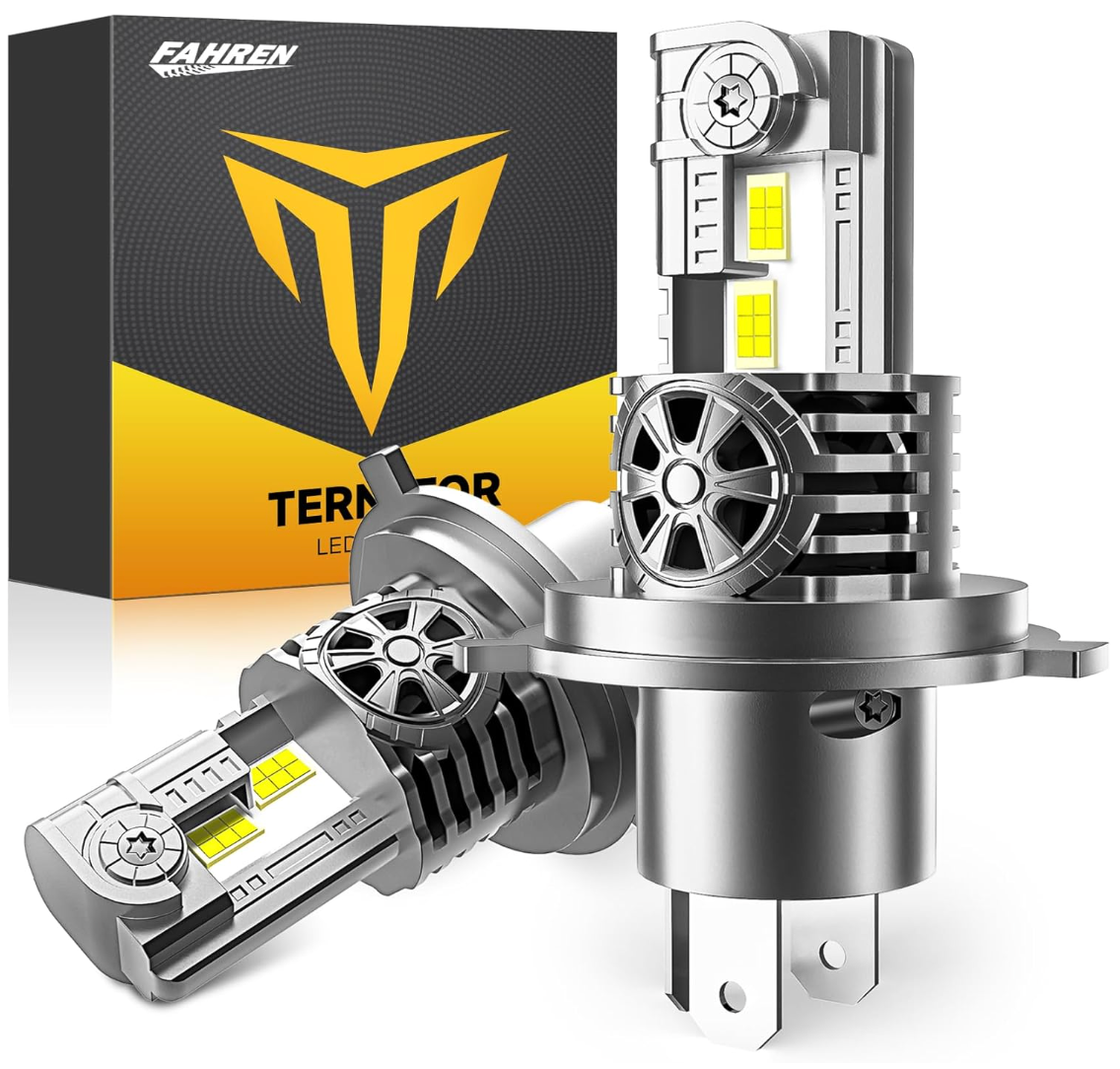 Termitor H4/9003 LED headlight bulb set with 6500K cool white beam, plug-and-play design, high-output fog and headlight upgrade.