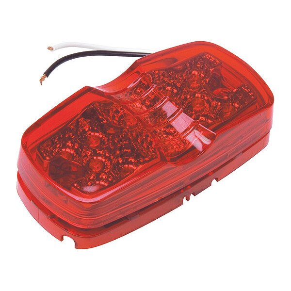 Oval Clearance & Side Marker Fixed 16 LED Light Red 12/24V, Double Optic , W/ Reflex And Direct Pigtail - 8040ER