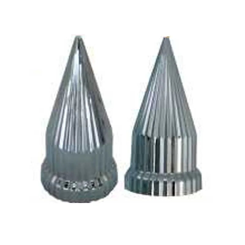 Chrome Plastic Nut Cover Grooved Pointed Tip 33mm x 4 Inch - 11142