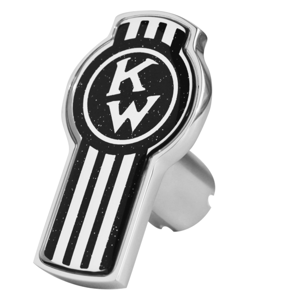 KENWORTH LOGO SHAPE KNOB METALLIC BLACK 195 - CK-KW-LS-5778