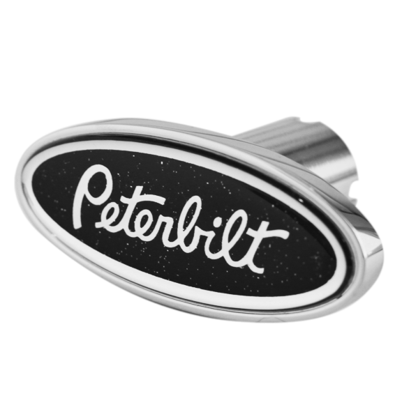 Oval Chrome Air Valve Knob With Peterbilt Logo Black - CK-PB-LS-5778