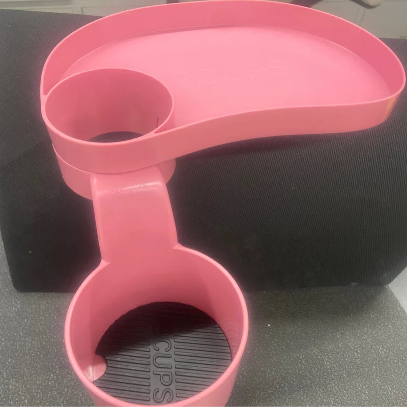 Pink Car Cup Holder Expander and Attachable Tray