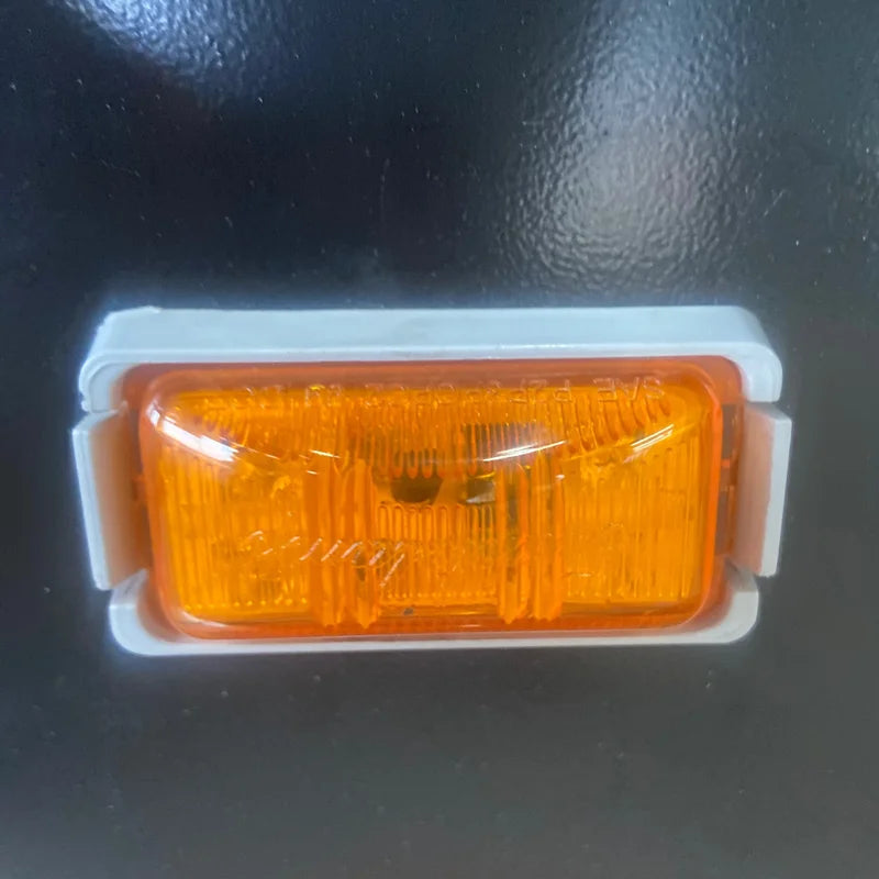 Rectangular M/C Expansive Flashing 4 LED Light Amber 12V, Clear Lens W/ Gray Base And Direct Pigtail - 9354DA