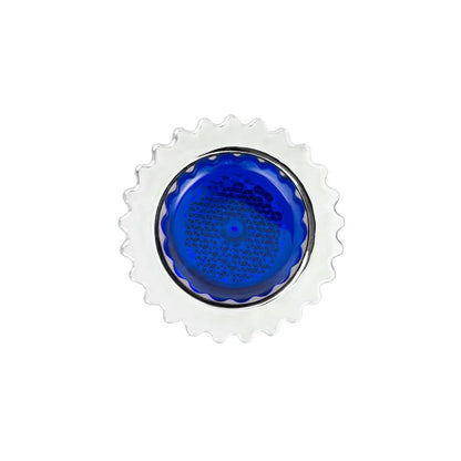 Bullet Flat Top Blue Reflector Chrome Plastic 33MM Push-On  -  10361