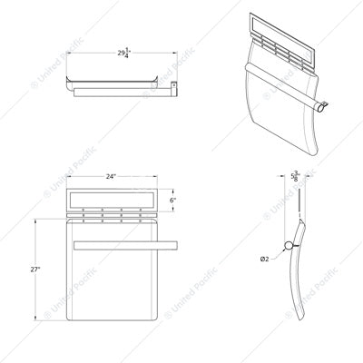 24" x 27" 430 Stainless Steel Quarter Fender with Tube Bracket Set - 10845