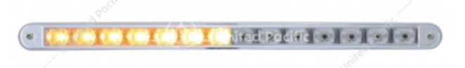 12" amber LED auxiliary warning light bar with chrome bezel, clear lens, 14 LEDs, adjustable mount