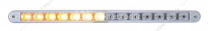 12" amber LED auxiliary warning light bar with chrome bezel, clear lens, 14 LEDs, adjustable mount