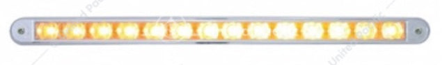 12" amber LED auxiliary warning light bar with chrome bezel, clear lens, 14 LEDs, adjustable mount