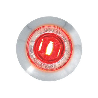 1-inch mini red clear LED light with chrome plastic bezel and screw-stud mount for semi-truck exterior lighting.