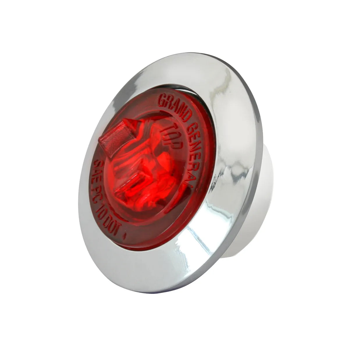 1-inch mini red clear LED light with chrome plastic bezel and screw-stud mount for semi-truck exterior lighting.