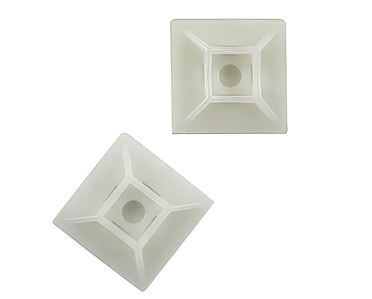 1" natural nylon adhesive wire tie mount, 75 lbs tensile strength, 10 pcs pack, for securing semi-truck wiring and cables.