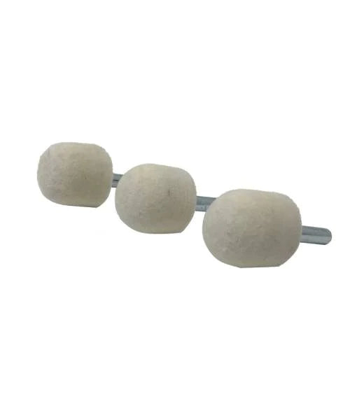1" x 1" felt goblets 3-pack, attaches to drill, ideal for semi-truck polishing, buffing, and finishing in tight spaces.