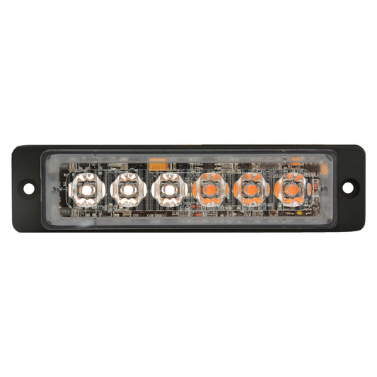 1” x 4.5” Rectangular 3 Amber 3 White Diodes Mini Strobe Light with Clear Lens - MTLEDW1045-6CWA