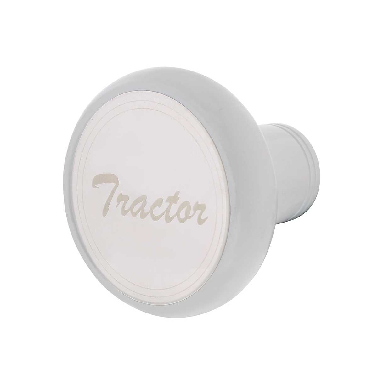 Deluxe Aluminum Screw-on Air Valve Knob with Stainless Tractor Plaque Pearl White - 22956