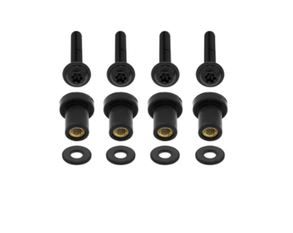 Black grille screw set for 2005+ Freightliner Century with 4 screws, locking nuts, and washers