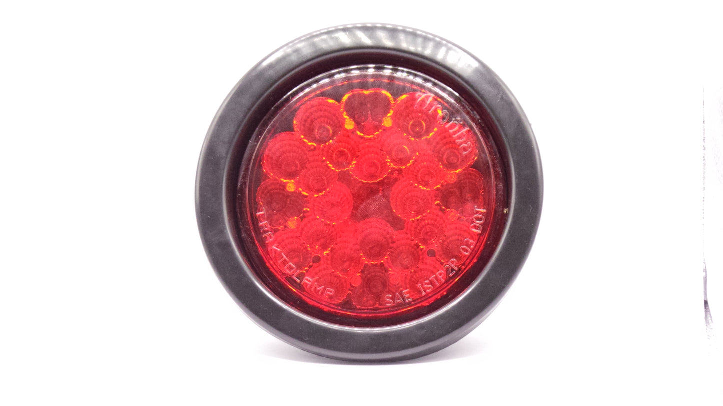 4'' Fixed 20 LED Light Amber , Reflective 12/24v with Grommet And Direct Pig Tail  -  8042ER