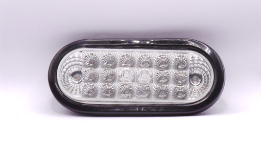 6" Oval Back-Up  Fixed 20 Led Light Clear Reflective Flashing 12/24V with Grommet Direct Pigtail  -  8041-2ERC