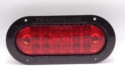 6" Oval Stop,Turn &Tail Flashing 20 Led Light  Red Reflective  12/24V with Black  Bezel And Direct Pigtail  -  8041ERR