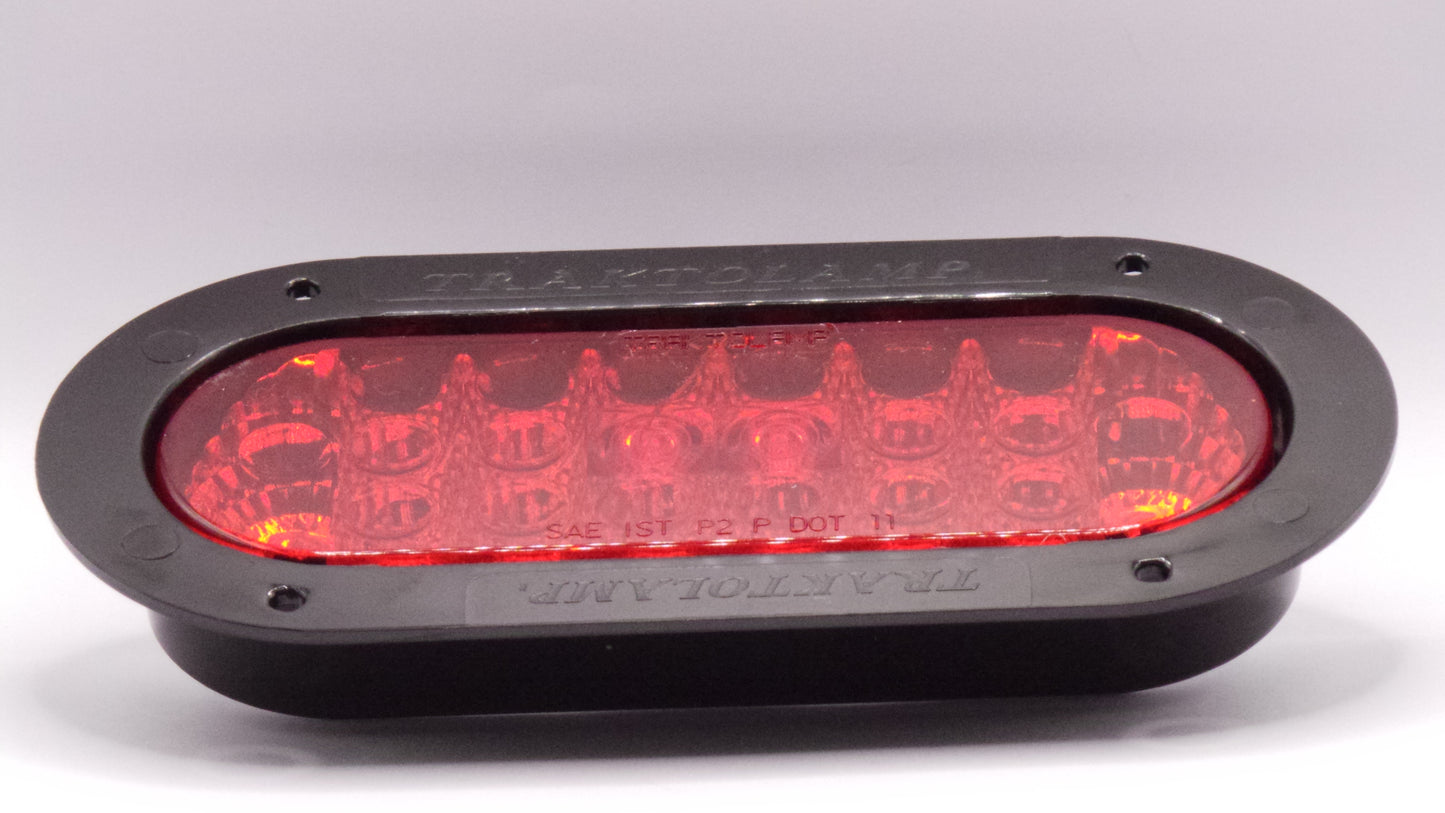 6" Oval Stop,Turn &Tail Flashing 20 Led Light  Red Reflective  12/24V with Black  Bezel And Direct Pigtail  -  8041ERR