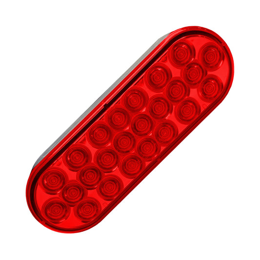 24-diode red oval LED stop tail turn light with sealed polycarbonate housing for trucks and trailers